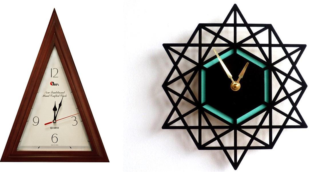 Простые формы часов. Треугольные настенные часы. Часы настенные треугольной формы. Часы настенные геометрические. Настенные часы в форме треугольника.