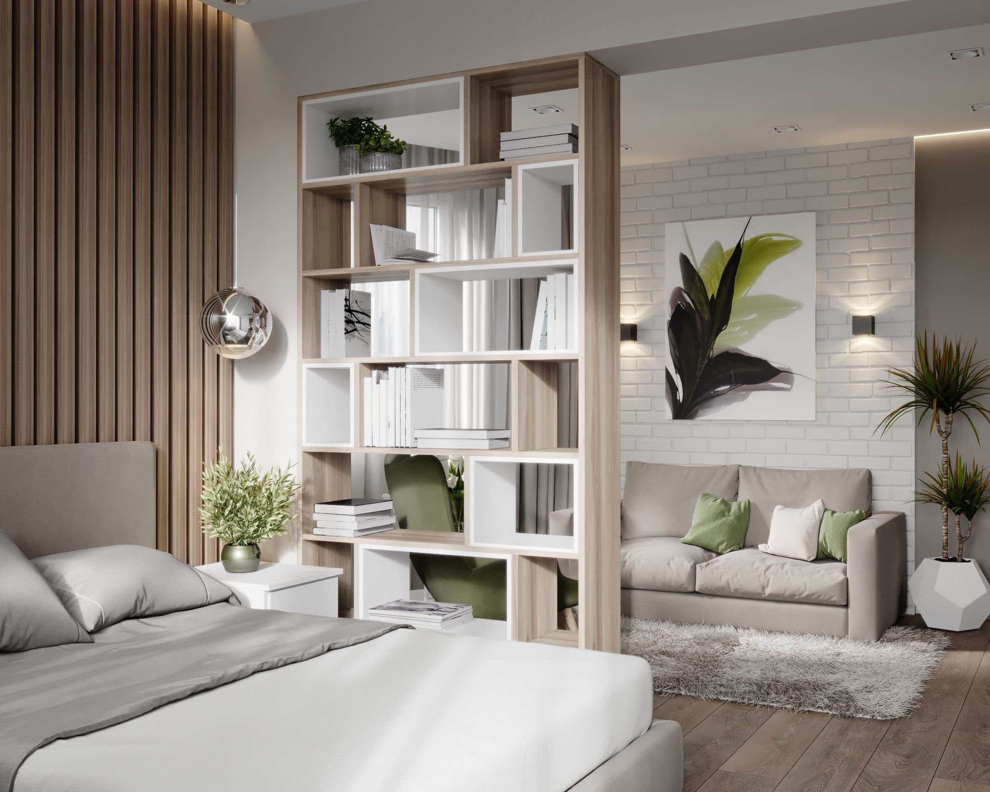 Стеллажи для комнаты: варианты зонирования разных комнат, функциональные особенности