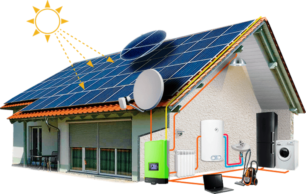 Домашняя солнечная электростанция, отдающая энергию в сеть