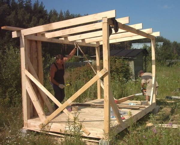 Как построить каркасный сарай с односкатной крышей своими руками