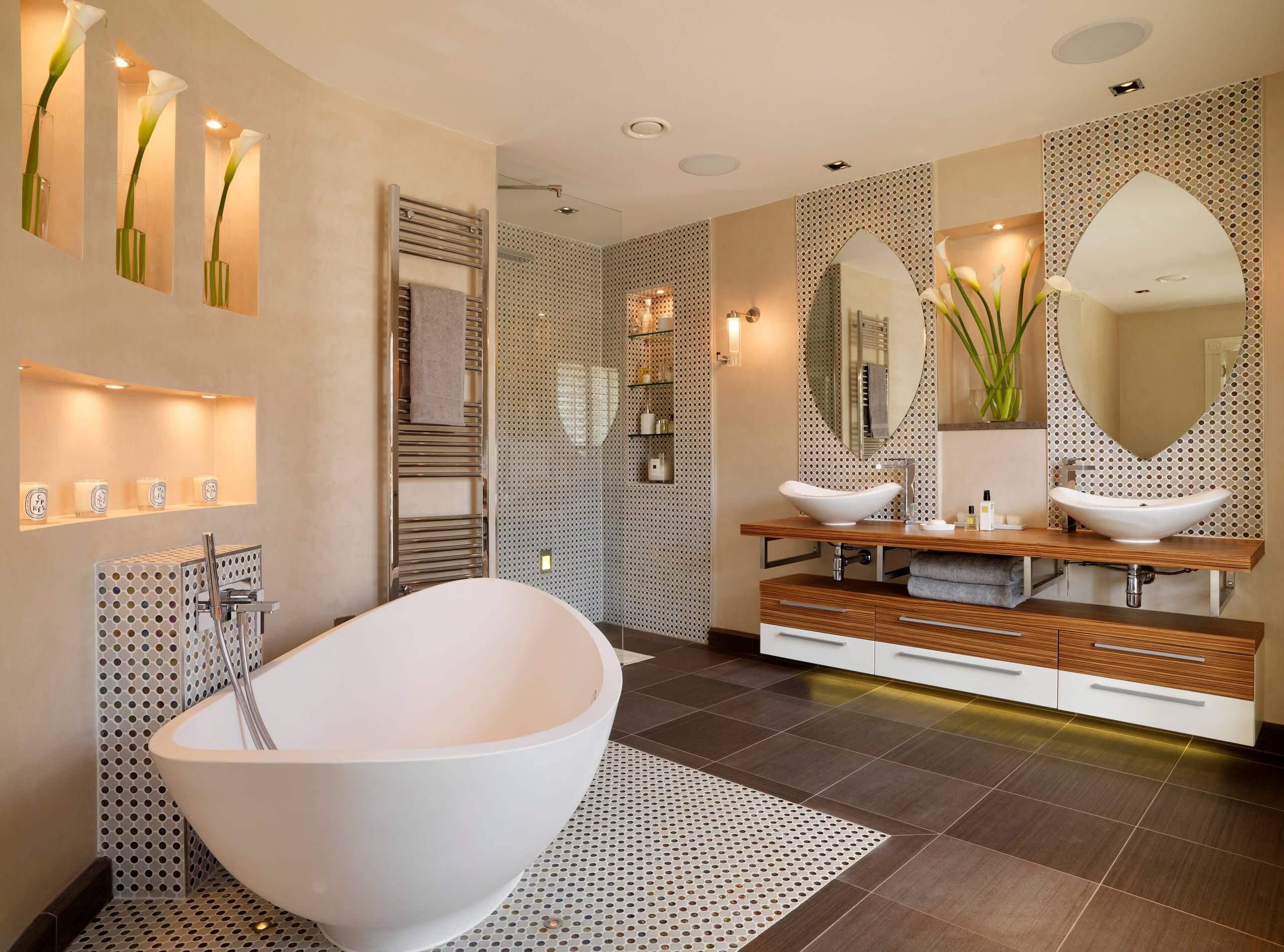 Дизайн ванной - особенности стильного интерьера и обзоры современной сантехники в фото и видео