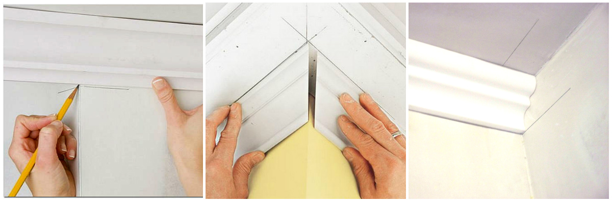 Как стыковать потолочный плинтус в углах: с помощью стусла