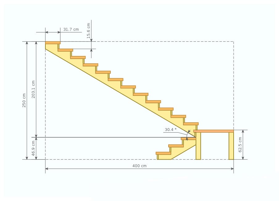 Расчет лестницы на второй этаж – онлайн-калькуляторы с чертежами