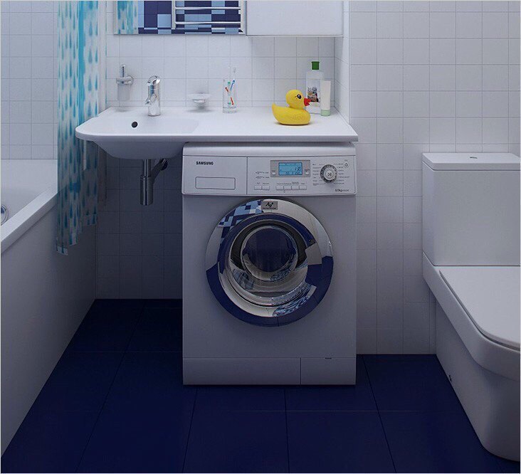 Стиральная машинка в ванной — варианты размещения, правила установки и советы по выбору под дизайн интерьера (80 фото)