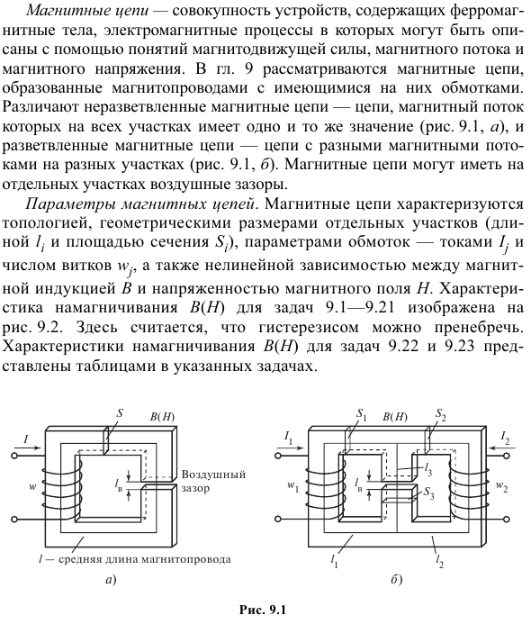 Общая характеристика задач и методов расчета магнитных цепей (лекция №33)