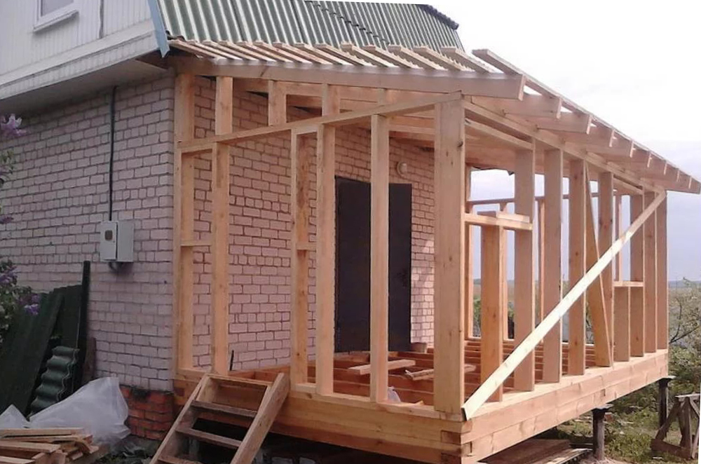 Как пристроить веранду к дому своими руками – строительство веранды на даче, пошаговая инструкция + фото, видео