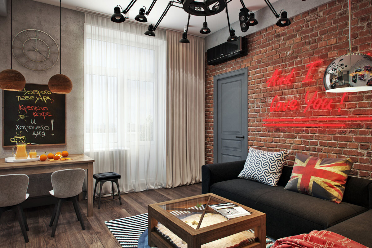 Дизайн интерьера квартиры в стиле лофт — 100 фото идей
