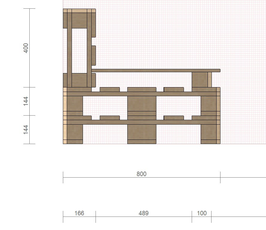 Чертеж лавочки из поддонов