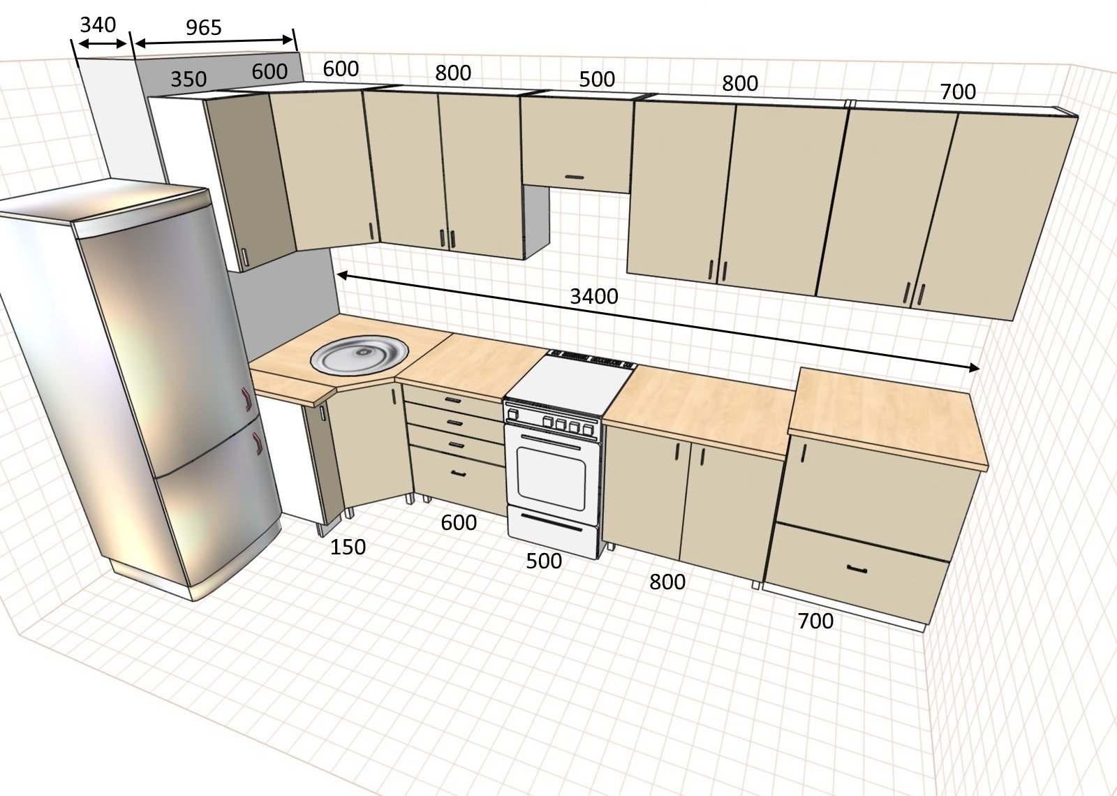 расположение мебели в 6 метровой кухне