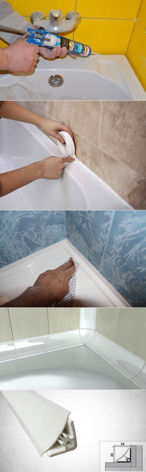 Герметизация ванны по периметру со стеной и видео